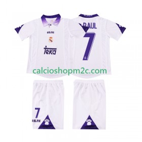 Real Madrid RAUL 7 Retro Bambino Maglia Prima 1997 1998 Manica Corta